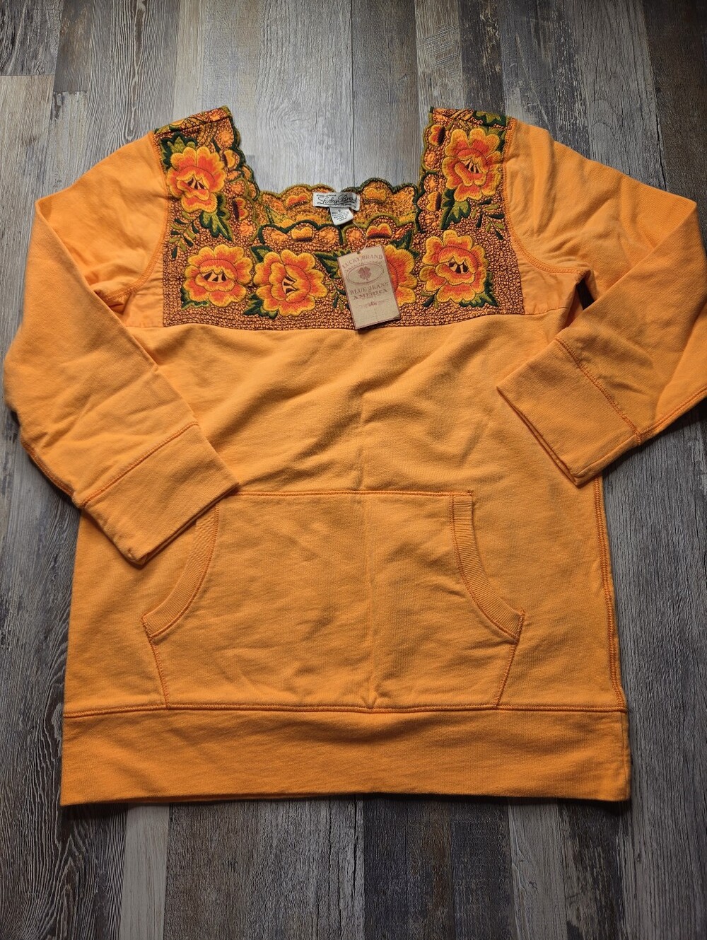 Lucky Brand NEW Small Embroidered Floral Sweatshirt